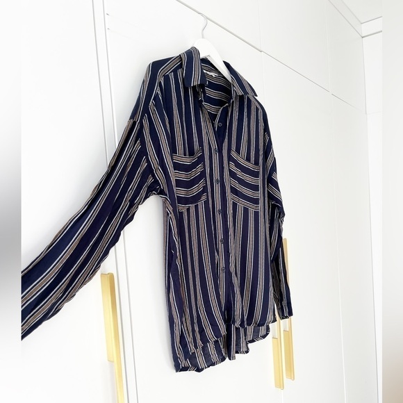 BNWT B.P. Navy Striped Button Down - Picture 8 of 8